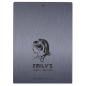 Blauw-grijs metallische textuur haarsalon Logo Klembord (Achterkant)