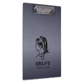 Blauw-grijs metallische textuur haarsalon Logo Klembord (Rechts)