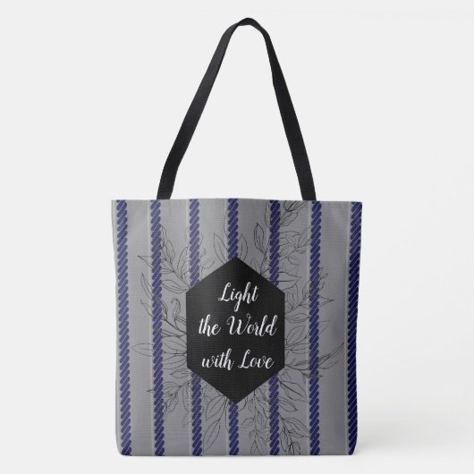 Blauw Grijs Mode Tas Licht de Wereld met Liefde (Voorkant)