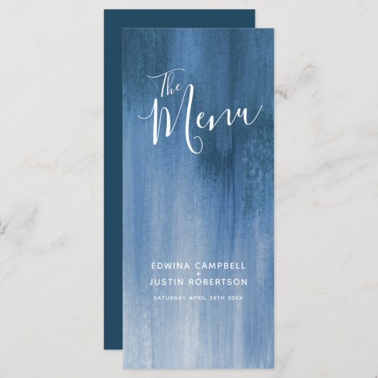 Blauw grijs modern gegradeerd rackpakket voor het menu (Voorkant / Achterkant)