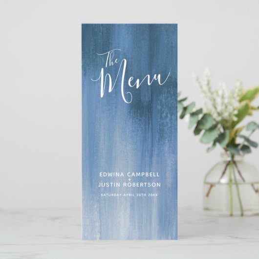 Blauw grijs modern gegradeerd rackpakket voor het  menu (Staand voorkant)