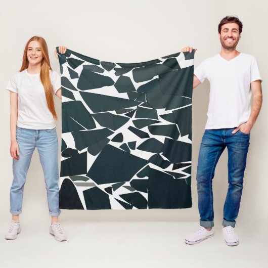 Blauw Grijs Moderne Geometrische Fleece Deken (In situ)