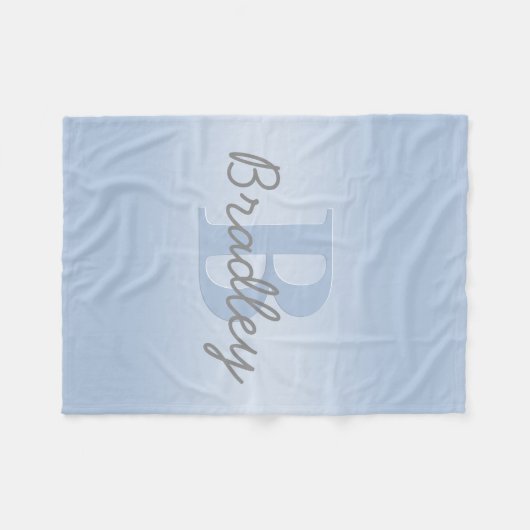 Blauw & Grijs Monogram bewerkbare kleurencombinati Fleece Deken (Voorkant (Horizontaal))