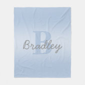 Blauw & Grijs Monogram bewerkbare kleurencombinati Fleece Deken (Voorkant)