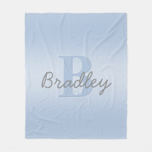 Blauw & Grijs Monogram bewerkbare kleurencombinati Fleece Deken