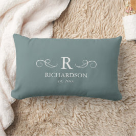 Blauw Grijs Monogram Lendenkussen Kussen