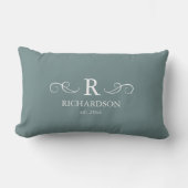 Blauw Grijs Monogram Lendenkussen Kussen (Voorkant)