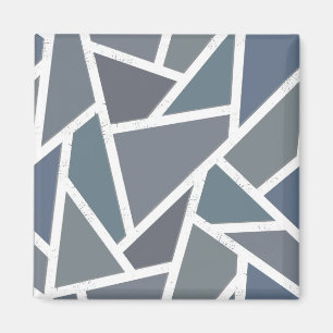 Blauw-grijs mozaïekpatroon magneet
