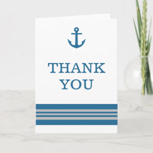 Blauw Grijs Nautisch Anker Dank u kaart