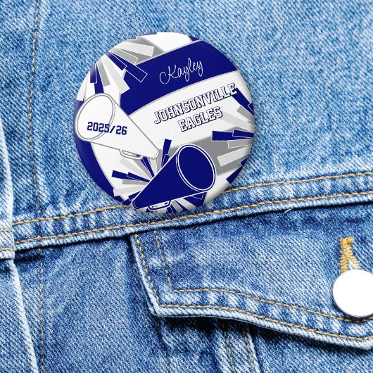 blauw grijs of ELKE KLEUREN volleybal cheerleader Ronde Button 7,6 Cm