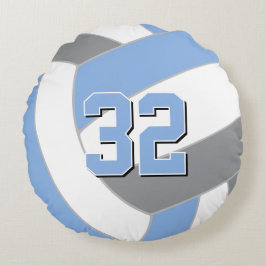 blauw grijs of ELKE teamkleuren kinder volleybal Rond Kussen