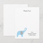 Blauw grijs olifant Baby shower Notitiekaartje (Voorkant / Achterkant)