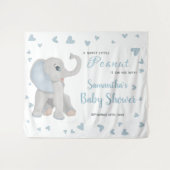 Blauw Grijs Olifant Jongens Baby Shower Achtergron Wandkleed (Voorkant (horizontaal))