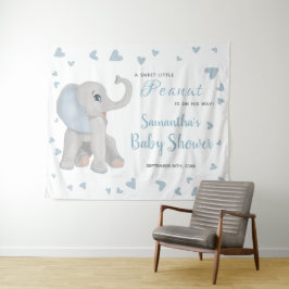 Blauw Grijs Olifant Jongens Baby Shower Achtergron Wandkleed