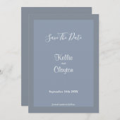 Blauw/grijs omhuld slaat de datum op save the date (Voorkant / Achterkant)