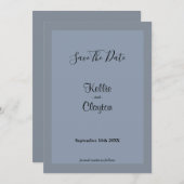 Blauw/grijs omhuld slaat de datum op save the date (Voorkant / Achterkant)