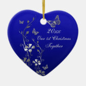 Blauw, Grijs Ons 1e Kerst Keepsake Ornament (Voorkant)