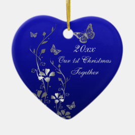 Blauw, Grijs Ons 1e Kerst Keepsake Ornament