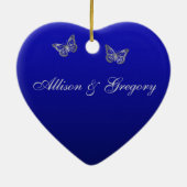 Blauw, Grijs Ons 1e Kerst Keepsake Ornament (Achterkant)