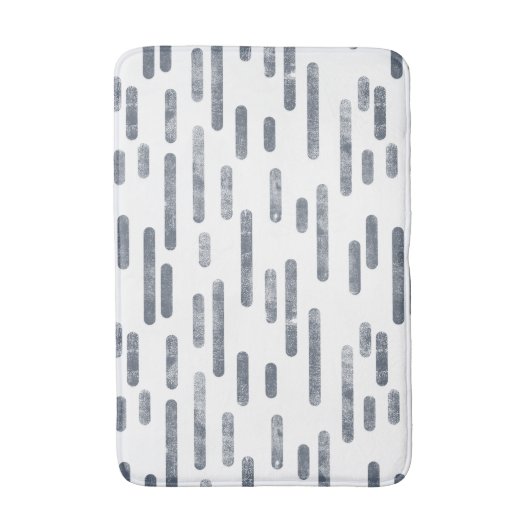 Blauw grijs op witte afgeronde lijnen patroon badmat (Voorkant Verticaal)