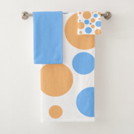 Blauw Grijs Oranje Geometrische Stippen Bad Handdoek