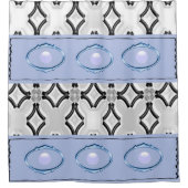 blauw grijs patroon douchegordijn (Voorkant)