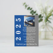 Blauw & Grijs Pet Design Afstuderen Invitation Kaart (Staand voorkant)
