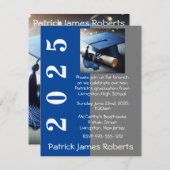 Blauw & Grijs Pet Design Afstuderen Invitation Kaart (Voorkant / Achterkant)