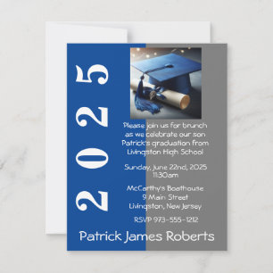Blauw & Grijs Pet Design Afstuderen Invitation Kaart