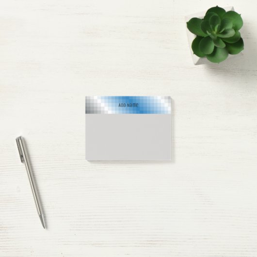 Blauw Grijs Pixel Gepersonaliseerde Post it notes  (Kantoor)
