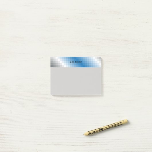 Blauw Grijs Pixel Gepersonaliseerde Post it notes  (Op bureau)