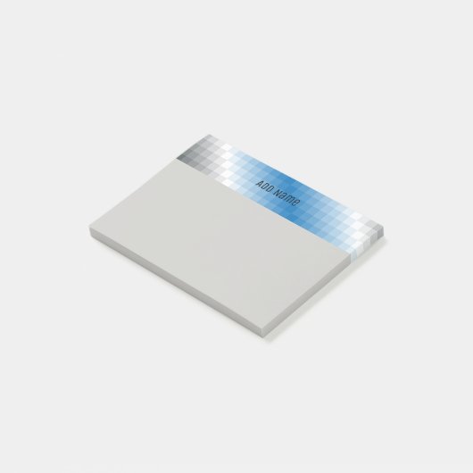Blauw Grijs Pixel Gepersonaliseerde Post it notes  (Schuin)