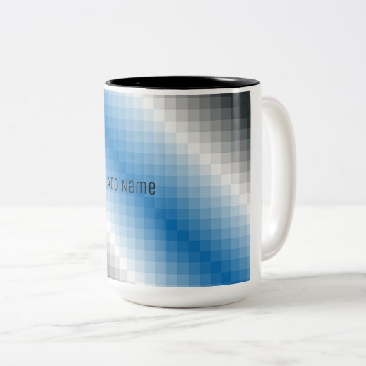 Blauw Grijs Pixel Persoonlijke Mok (Voorkant rechts)