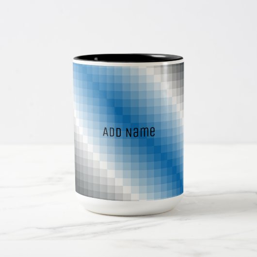 Blauw Grijs Pixel Persoonlijke Mok (Center)