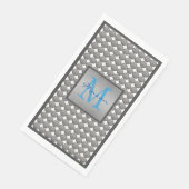 Blauw & Grijs Polka Dot Patroon Monogram Servet (Hoek)