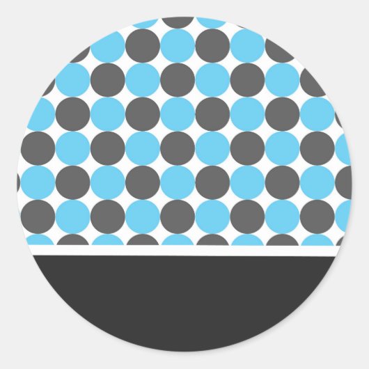 Blauw & Grijs Polka Dots Bruiloft Stickers (Voorkant)