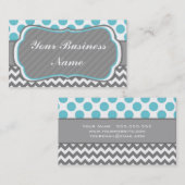 Blauw, grijs, Polka Dots en Chevron Visitekaartje (Voorkant / Achterkant)