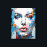Blauw & Grijs Pop Art Beauty Portrait|Kleurenbalke Canvas Afdruk<br><div class="desc">Een vrouwenkarakter bovenop een gezicht, in de levendige stijl van pop art. Met heldere pastelgrijze en blauwe tinten is dit kunstwerk een beeldende traktatie. Met kleurrijke invloeden op stijl, het is een eigenzinnige mix van mooie, gestippelde en geromantiseerde figuren. Ontdek vandaag ons collectie van unieke home decor, t-shirts en kunst...</div>