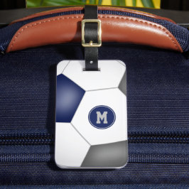 blauw - grijs schoolteam kleuren voetbaltas bagagelabel