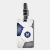 blauw - grijs schoolteam kleuren voetbaltas bagagelabel (Voorkant verticaal)