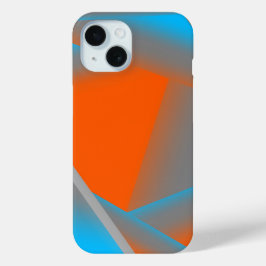 Blauw Grijs Sinaasappel Ombre Geometrische Abstrac iPhone 15 Case