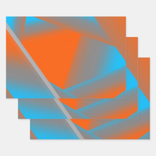 Blauw Grijs Sinaasappel Ombre Geometrische Abstrac Inpakpapier Vel (Set)