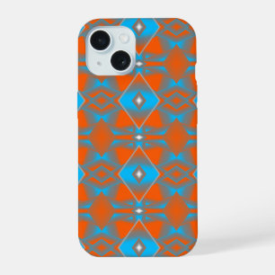 Blauw Grijs Sinaasappel Ombre Geometrische Abstrac iPhone 15 Case