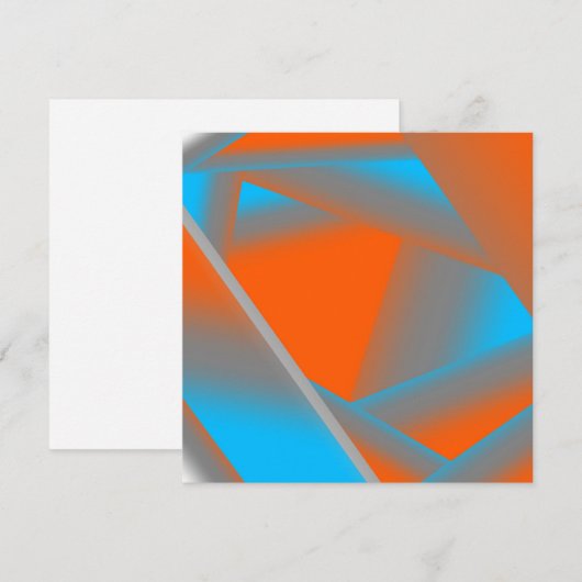 Blauw Grijs Sinaasappel Ombre Geometrische Abstrac Notitiekaartje (Voorkant / Achterkant)