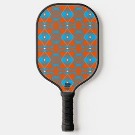 Blauw Grijs Sinaasappel Ombre Geometrische Abstrac Pickleball Paddle