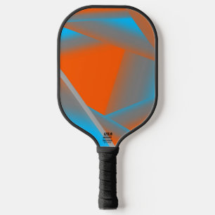 Blauw Grijs Sinaasappel Ombre Geometrische Abstrac Pickleball Paddle