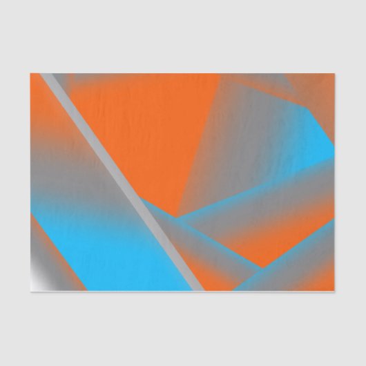 Blauw Grijs Sinaasappel Ombre Geometrische Abstrac Tissuepapier (Voorkant)