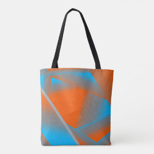 Blauw Grijs Sinaasappel Ombre Geometrische Abstrac Tote Bag