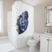 Blauw grijs slechte meisje douchegordijn (In situ)