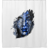 Blauw grijs slechte meisje douchegordijn (Voorkant)